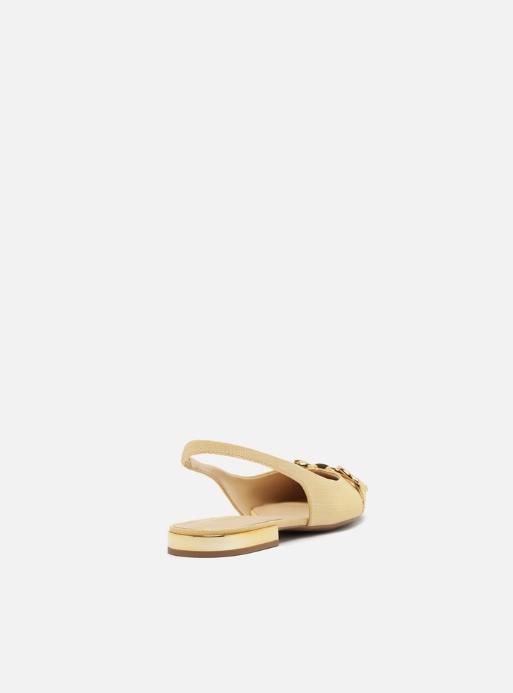 Sapatilha Amarela Couro Bico Fino Slingback Bridão