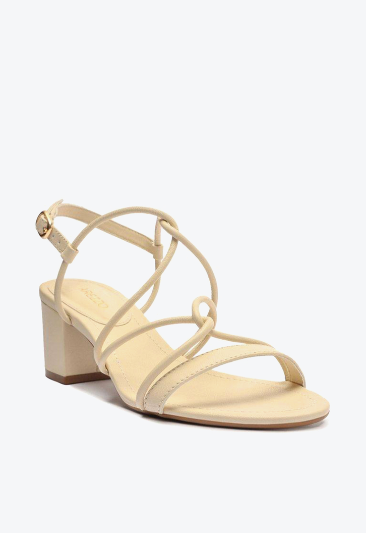Sandália Off-White Arezzo Salto Bloco Tiras Enlace