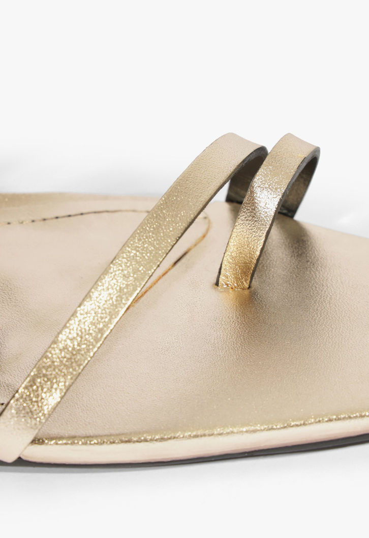 Sandália Mule Couro Dourado e Prata