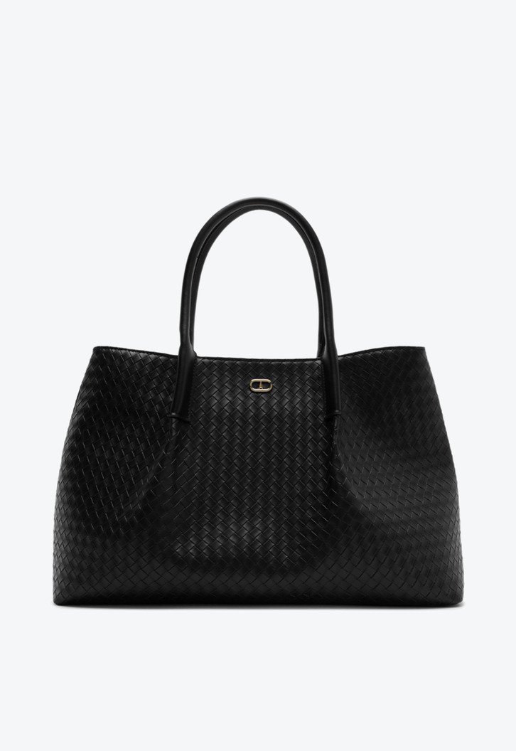 Bolsa Shopping Grande Textura Tressê Preta