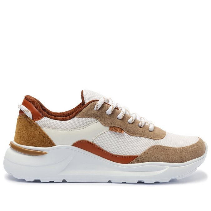 Tênis Chunky Branco Detalhes Assimétricos Marrom