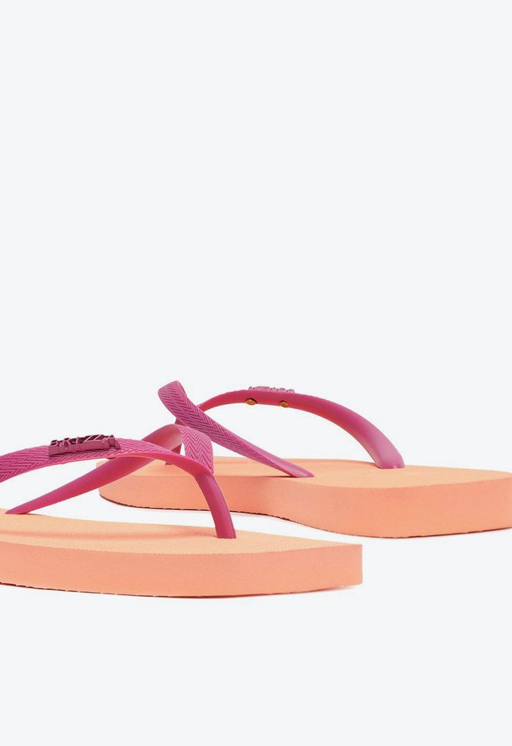 Chinelo De Dedo Laranja Roxo Brizza Bico Quadrado