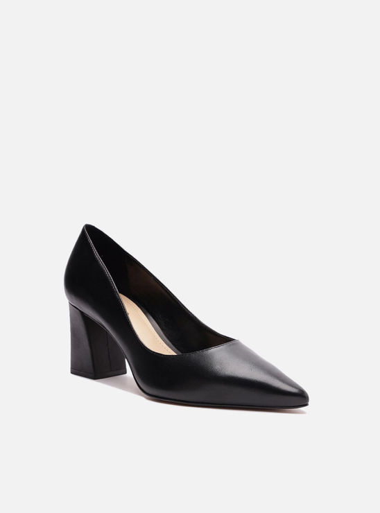 Scarpin Preto Couro Bico Fino Básico City
