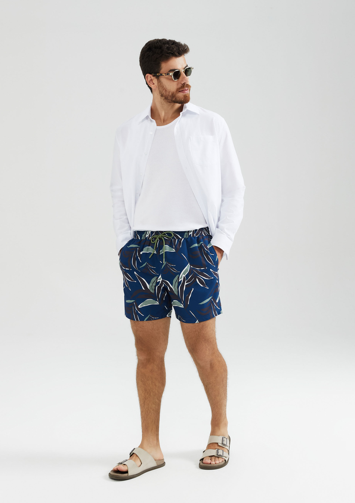 Shorts Azul Escuro Hering Praia Estampado