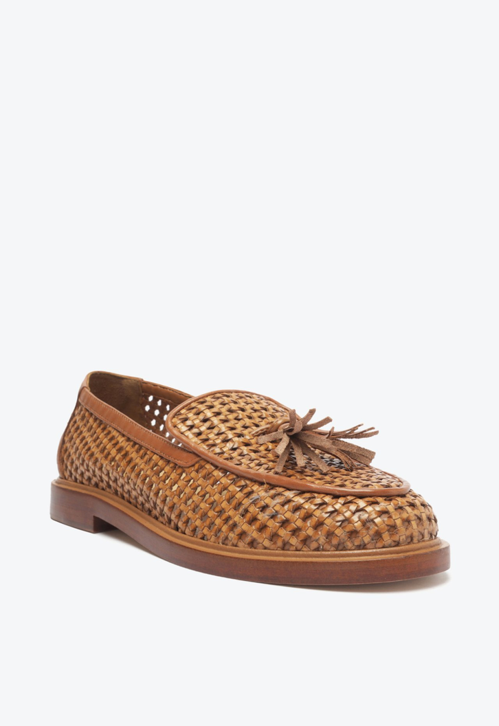 Mocassim Couro Tramado Marrom