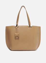 Bolsa Shopping Bege Couro Abraccio Grande