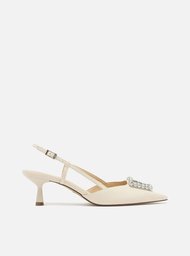 Scarpin Rosa Arezzo Nobuck Bico Fino Slingback Emily | ZZ MALL