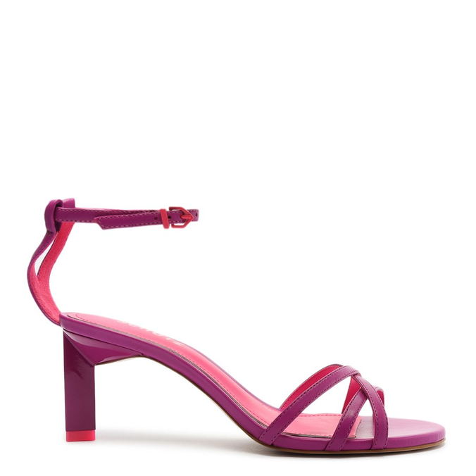 Sandália Pink Salto Médio Couro Ocean Drive | ZZ MALL