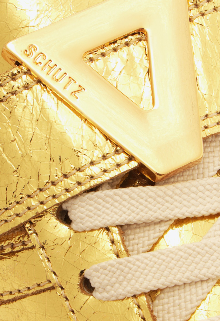Tênis Dourado Schutz Couro | ZZ MALL