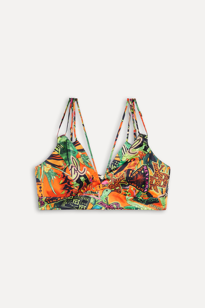 TOP VERMELHO REVERSA ESTAMPADO TROPICAL YES