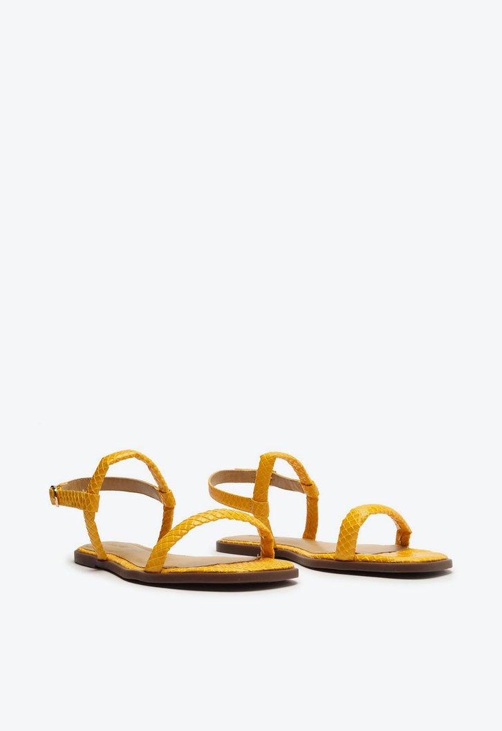 Sandália Rasteira Amarela Anacapri Tiras Snake