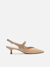 Scarpin Bege Arezzo Couro Bico Fino Slingback