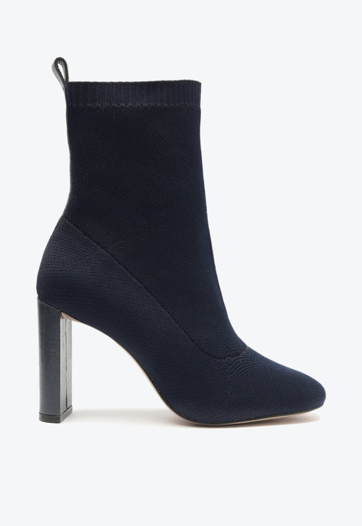 Bota Knit Salto Alto Azul