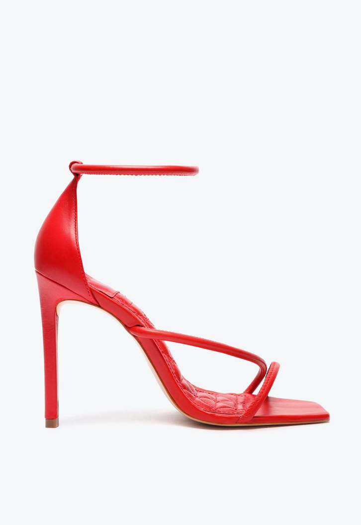 Sandália Salto Alto Tiras Vermelha