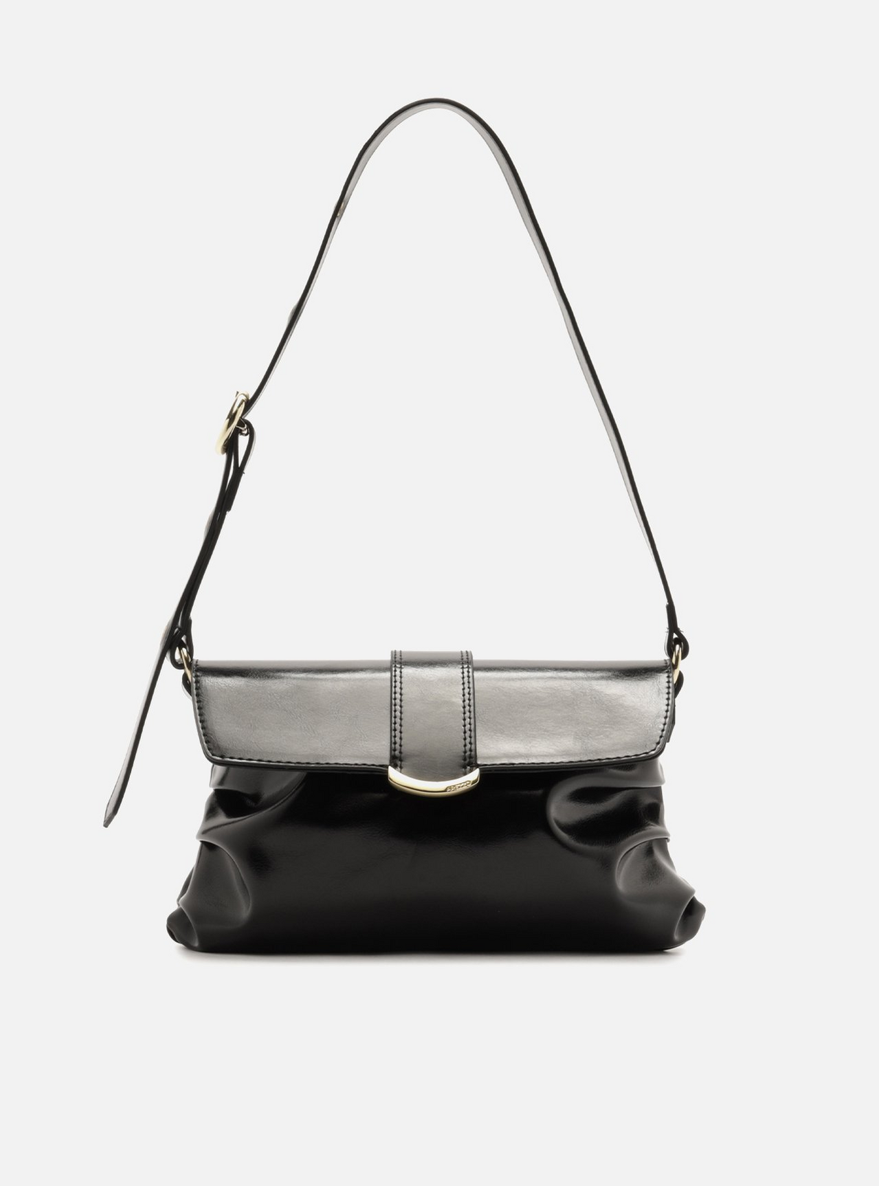 Bolsa Shoulder Preta Média Fivela Metais | ZZ MALL