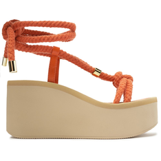 Sandália Flatform Laranja Anacapri Amarração Papaya Paloma Corda