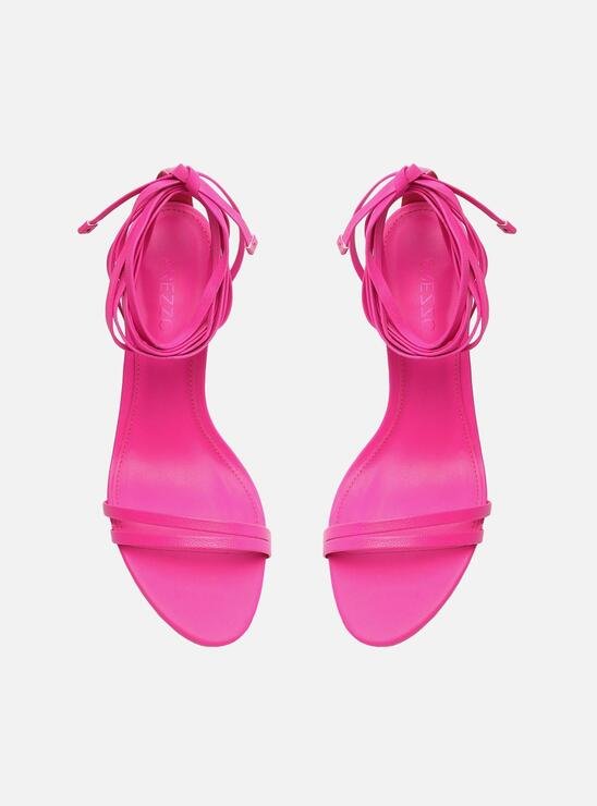 SANDÁLIA ROSA AREZZO SALTO MÉDIO TAÇA LACE UP