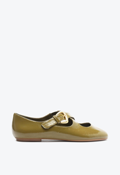 Sapatilha Casual Verde Schutz Flats Couro