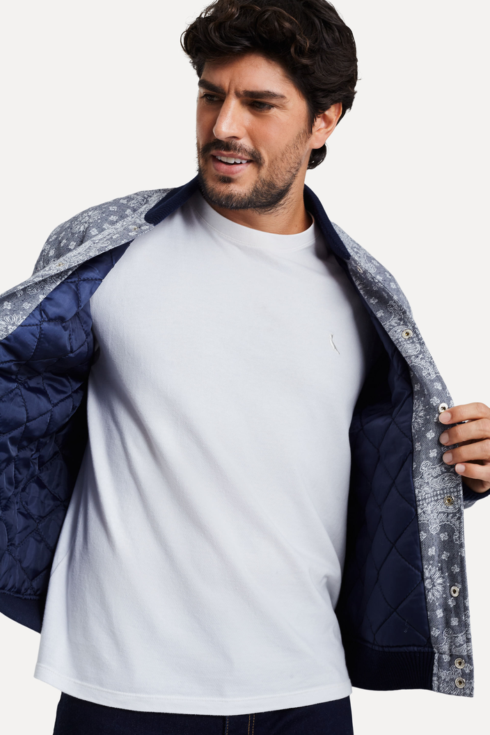 Jaqueta Azul Reserva Bomber Jacquard Bandana