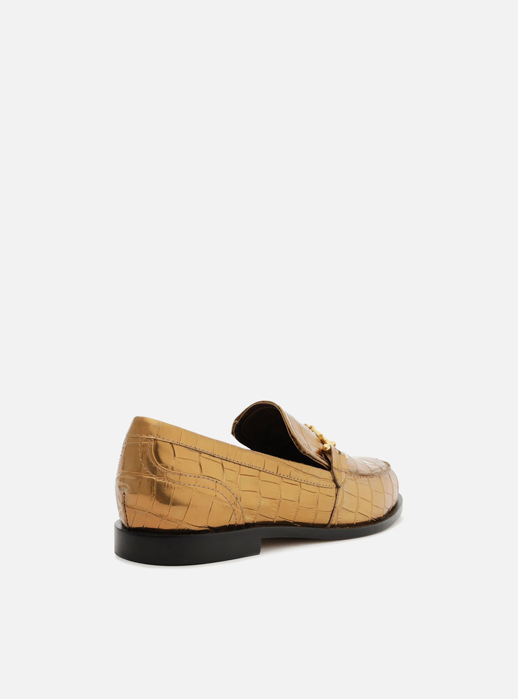Mocassim Bronze Croco Bridão Metal