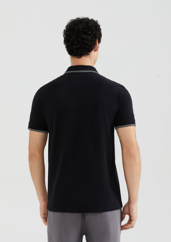 Camisa Polo Básica Preto Hering Manga Curta Em Piquet