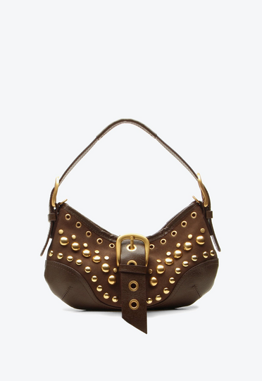 Bolsa Shoulder Jamie Média Marrom Camurça