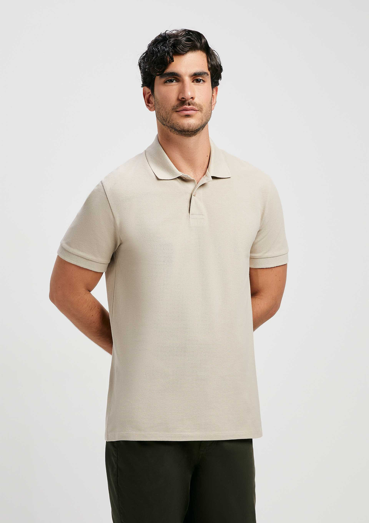 Camisa Polo Básica Bege Hering Manga Curta Em Piquet