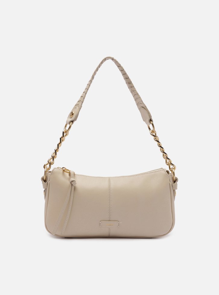 Bolsa Shoulder Off White Couro Média Costura Corrente