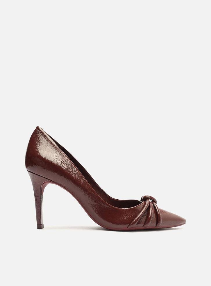 SCARPIN VERMELHO AREZZO VERNIZ SALTO FINO TIRAS