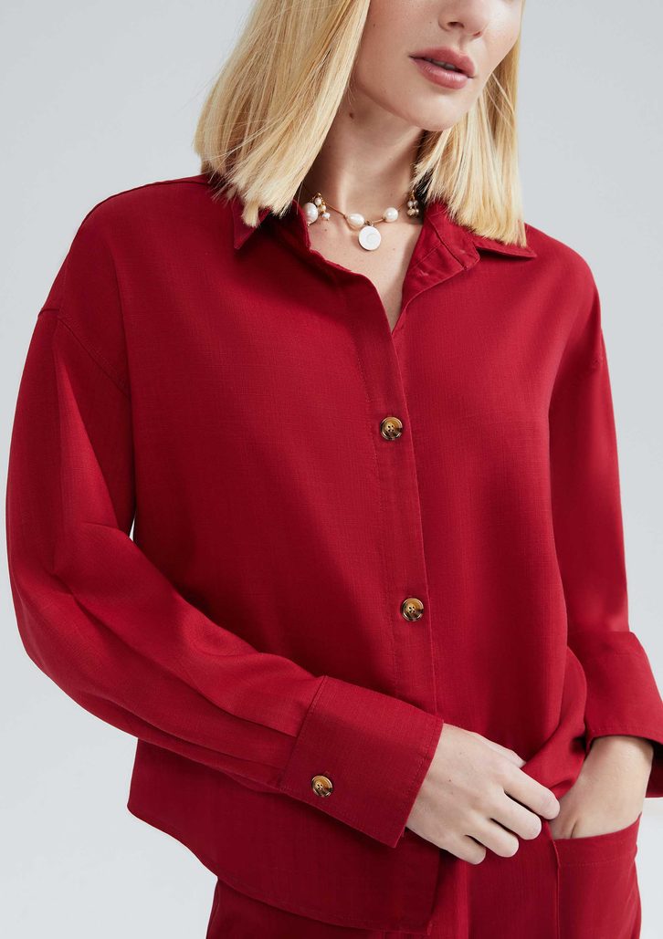 Camisa Vermelho Hering Manga Longa Eco