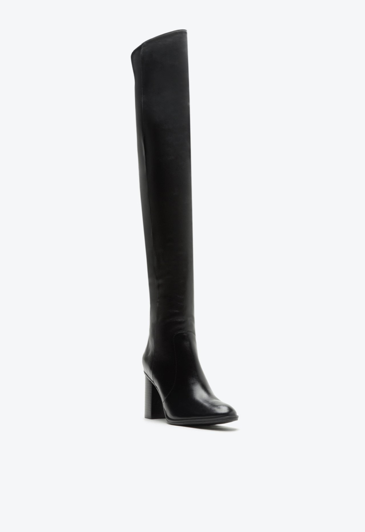 Bota Over The Knee S-Ludica Couro Preta