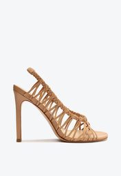 Sandália Rosa Schutz Salto Alto Slingback Trama