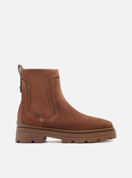 Bota Marrom Arezzo Couro Cano Curto Tratorada Elástico
