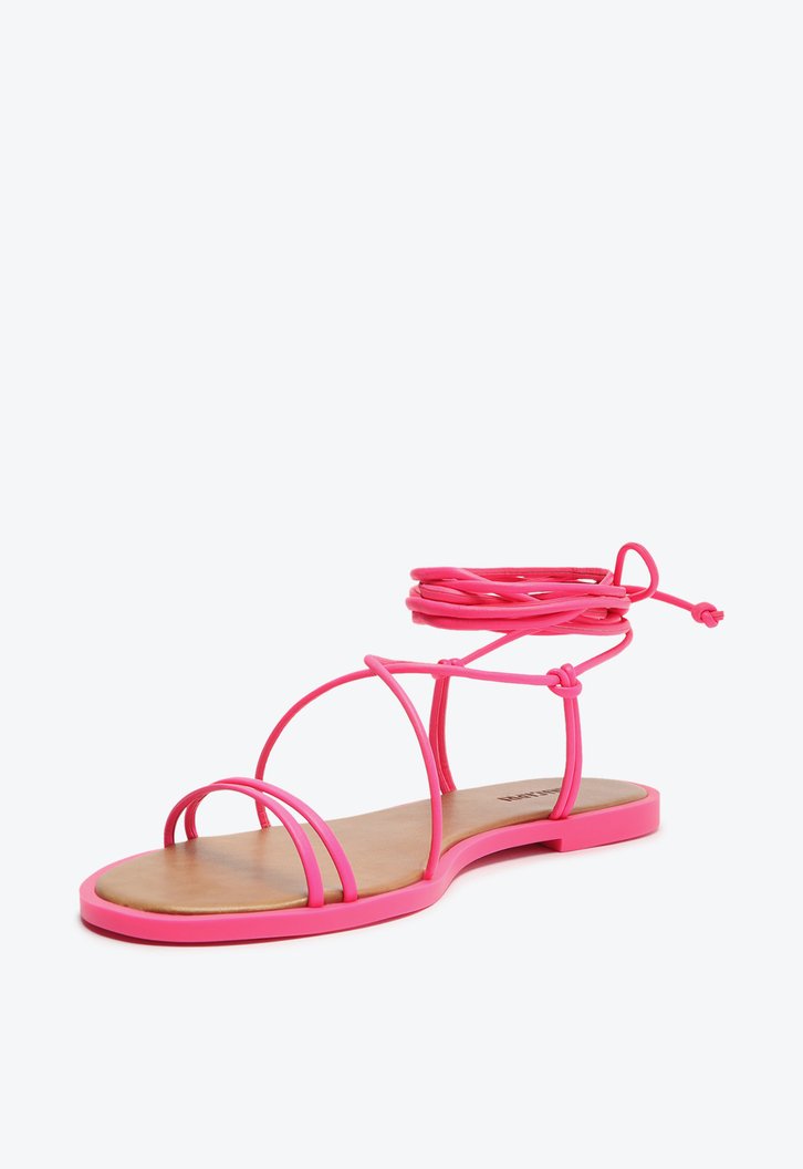 Sandália Rasteira Rosa Neon Anacapri Amarração Tiras Finas