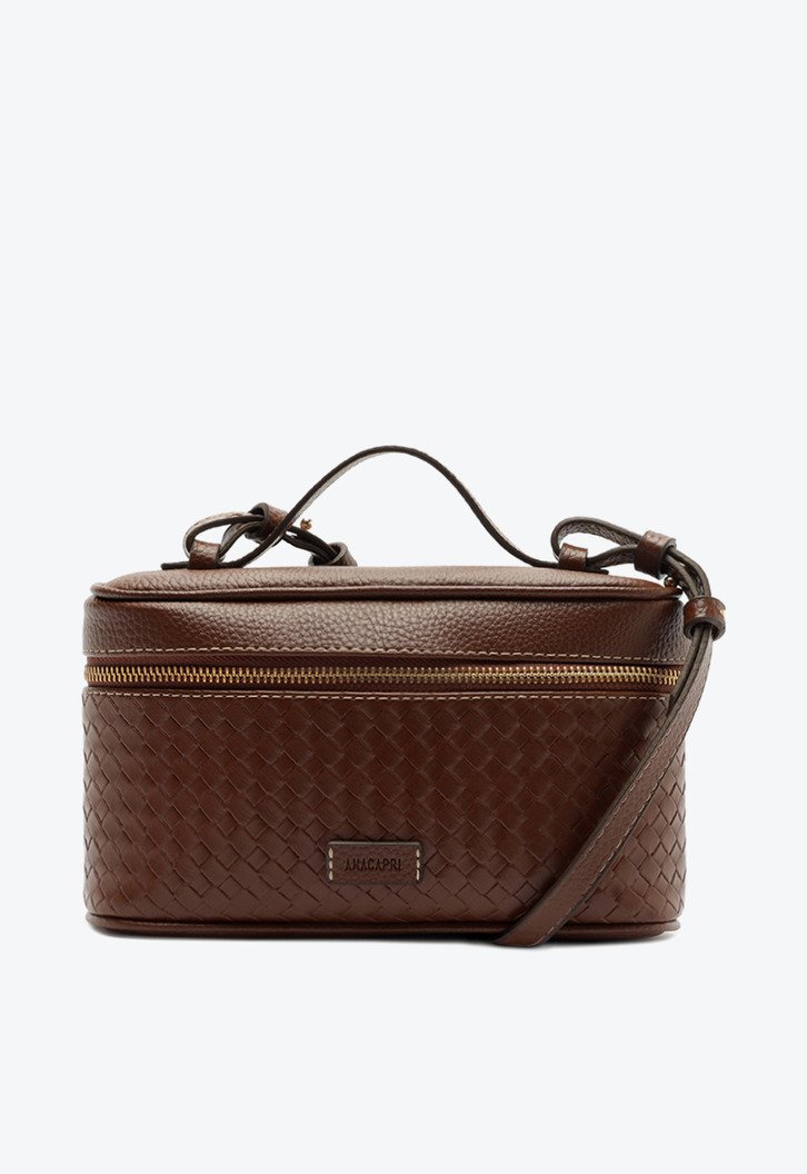 Bolsa Tiracolo Pequena Maleta Tressê Marrom