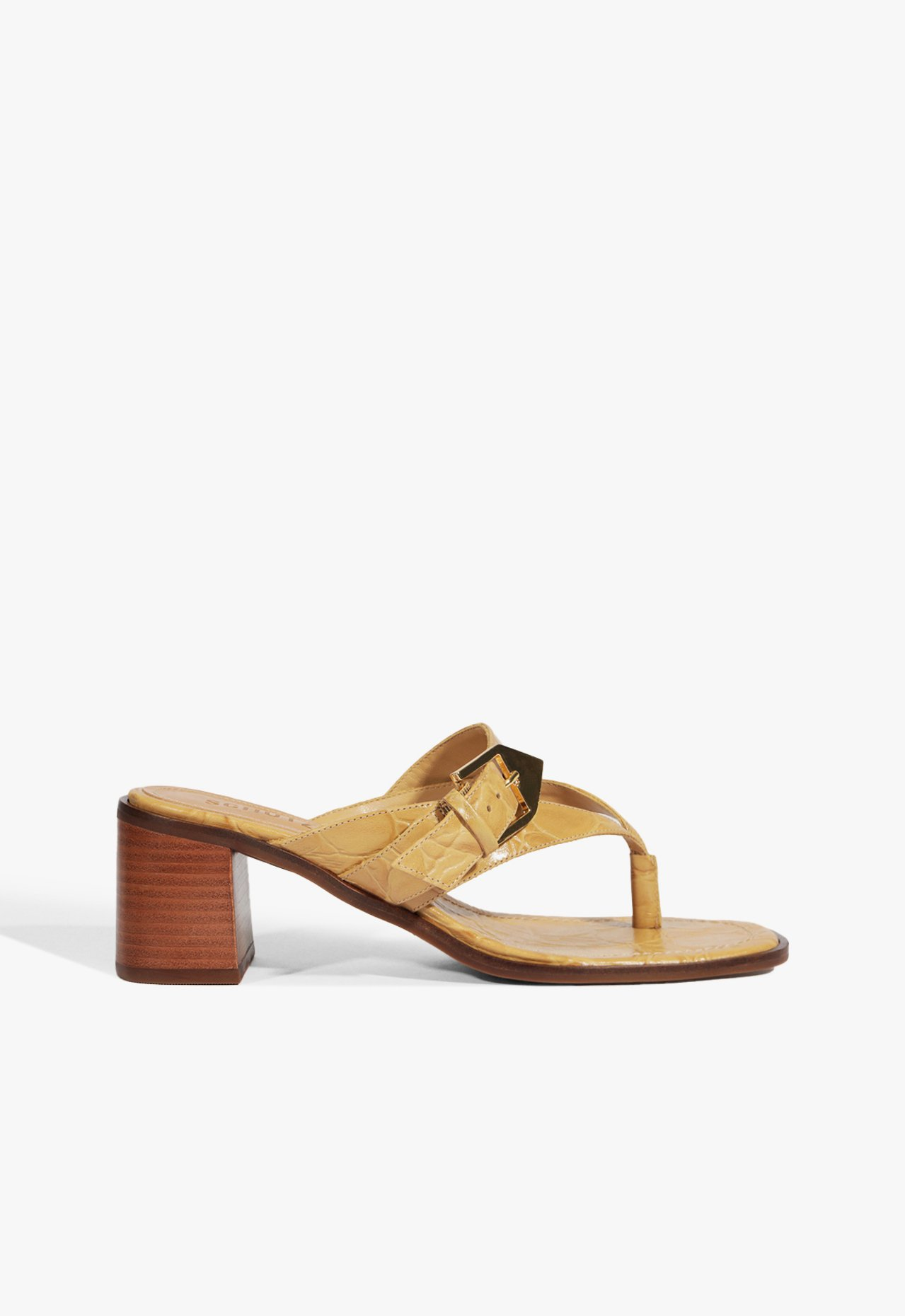 Sandália Mule Salto Bloco Scalea Couro Croco Marrom Clara | ZZ MALL