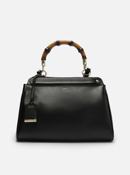 Bolsa Tote Preta Arezzo Couro Grande Alça Bambu