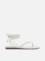Rasteira Branca Arezzo Verniz Tiras Flip Flop Amarração