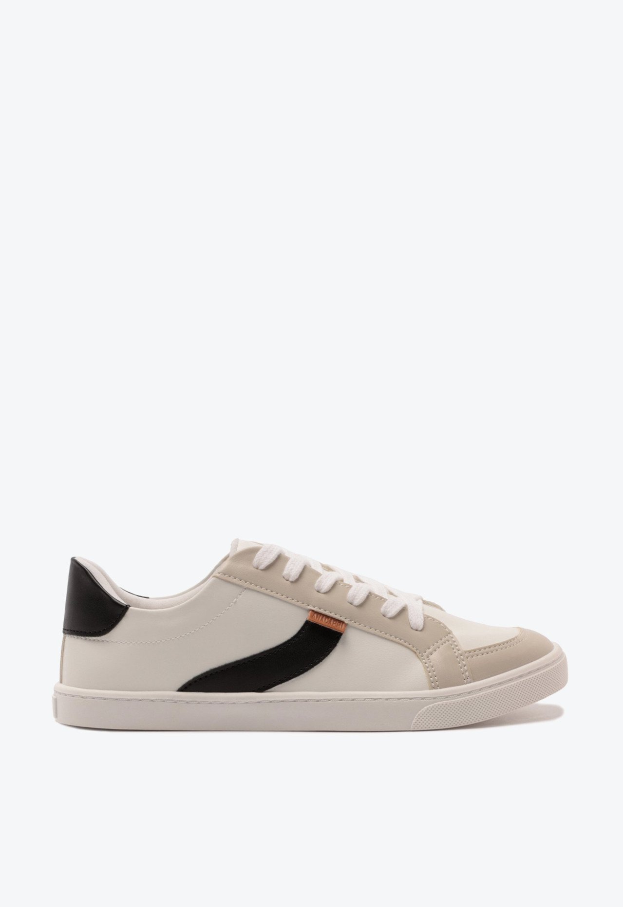 Rayflower ～One Side & One Side～ Tênis Faixa Lateral Branco e Preto | ZZ MALL