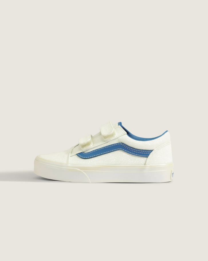 Tênis Old Skool V Glitter Pearl White Blue Infantil