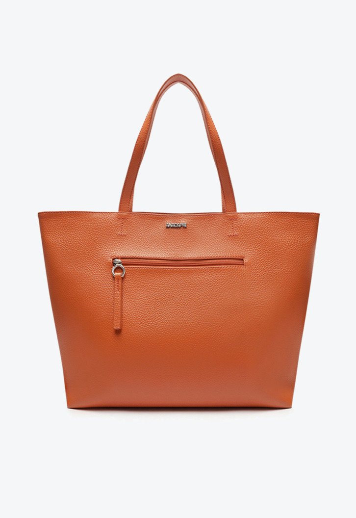 Bolsa Shopping Laranja Neutra Zíper Grande