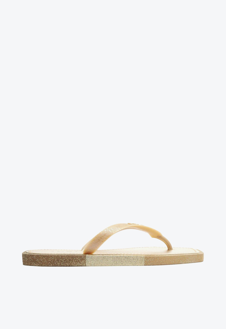 Chinelo De Dedo Dourado Brizza Glitter Square