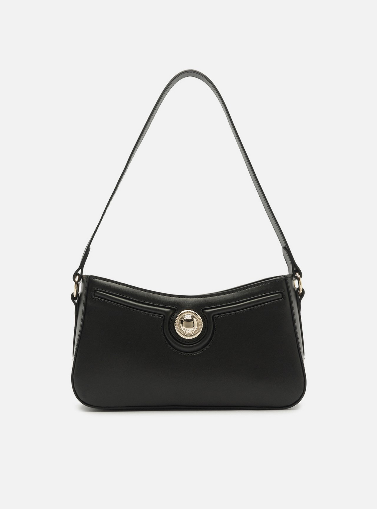 Bolsa Shoulder Preta Média Detalhe Metal | ZZ MALL