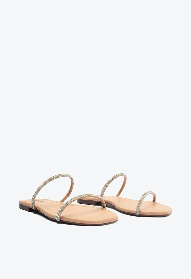 Rasteira Nude Rosado Anacapri Tiras Brilhosas