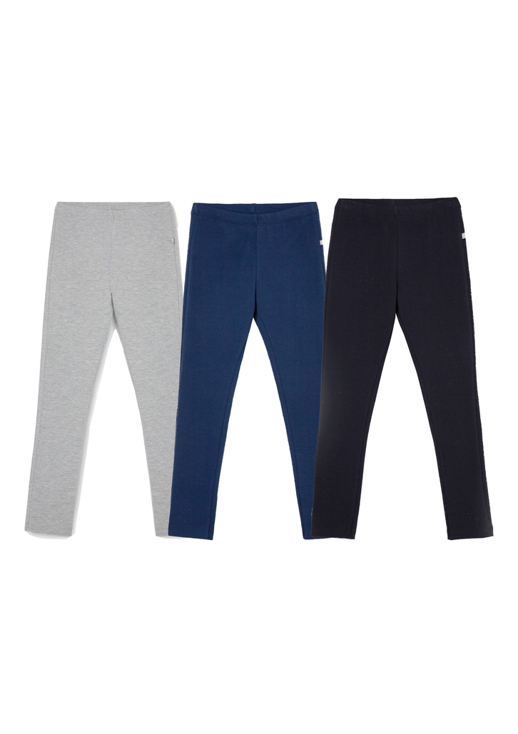 Kit Com 3 Calças Azul Hering Leggings Básicas Infantil Menina