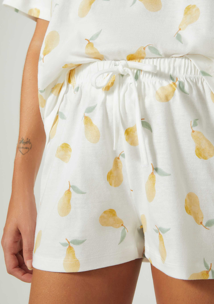 Pijama Algodão Cru Hering Intimates Curto Feminino Estampado Oversized
