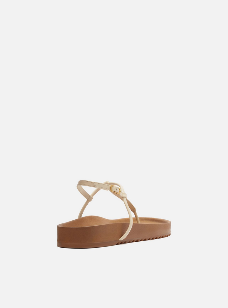 Sandália Papete Branca Flatform Tiras Slim