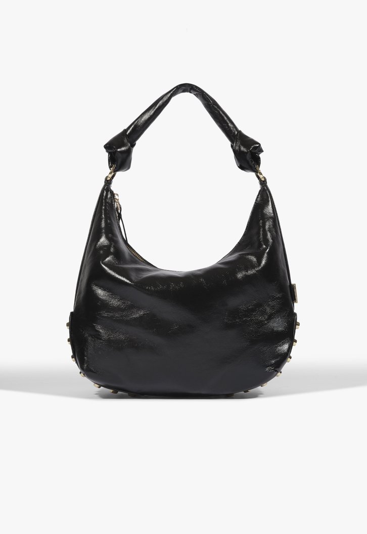 Bolsa Hobo Kora Média Couro Preta