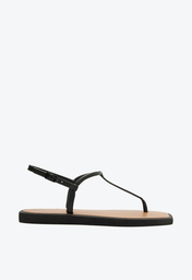 Sandália Rasteira Preta Brizza  Slim Square