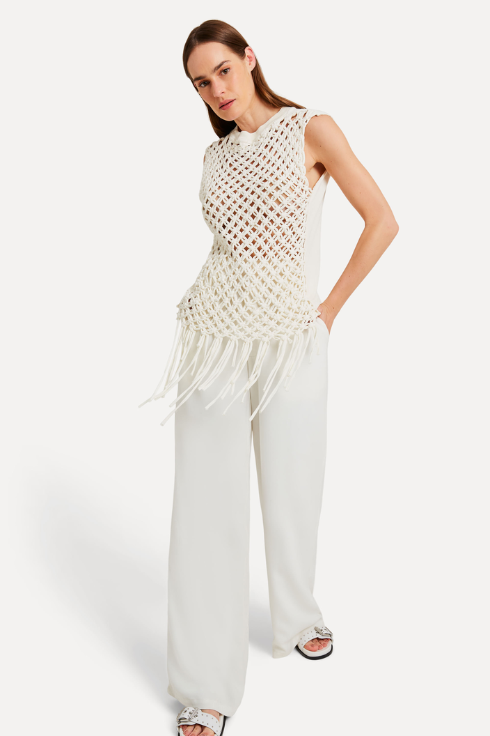 REGATA BEGE REVERSA MALHA MACRAME